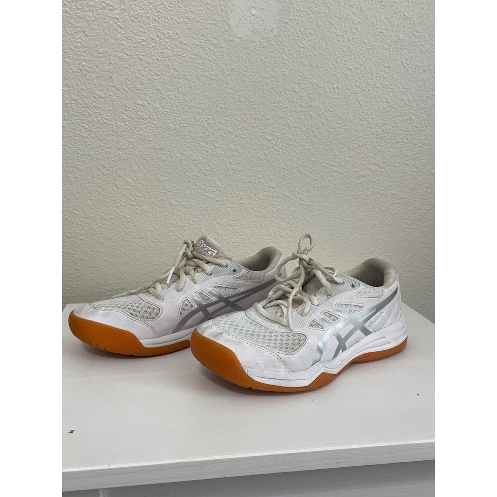 Asics Upcourt 5 Volleyball Shoes Women 4.5 White Silver 1074A039 Good Condition